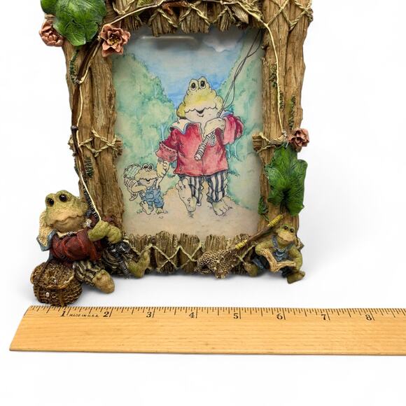 Frogmorton and Tad Frog Picture Frame 4X6 Resin Fly Fishing Dad & Son Boyds Bear - Picture 11 of 11